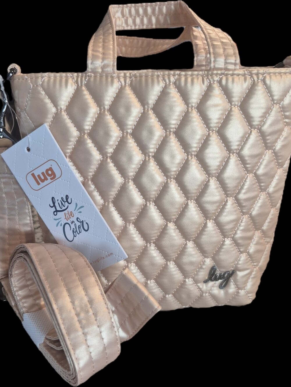 Lug Bebop Crossbody Bag Metallic Champagne Quilted RFID NWT Top Handle